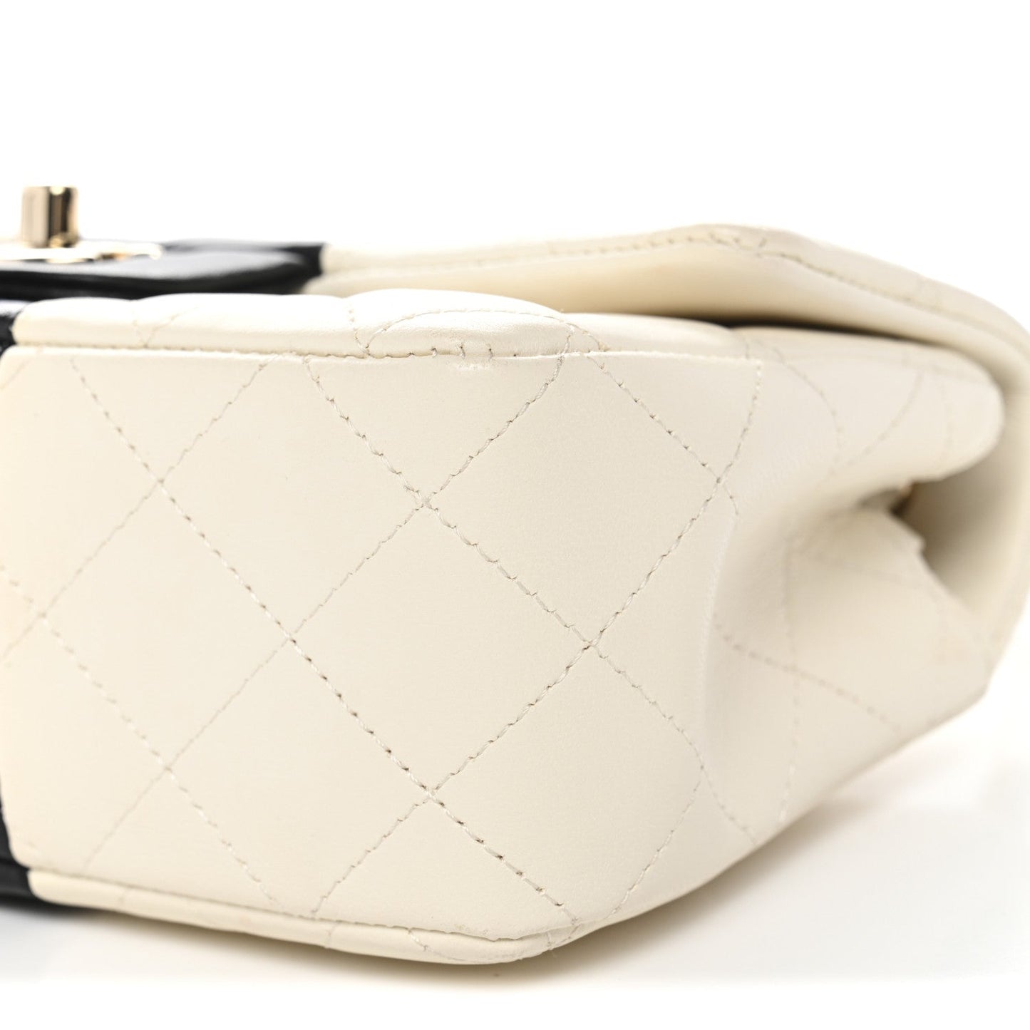 Lambskin Quilted Mini Rectangular Flap White Black