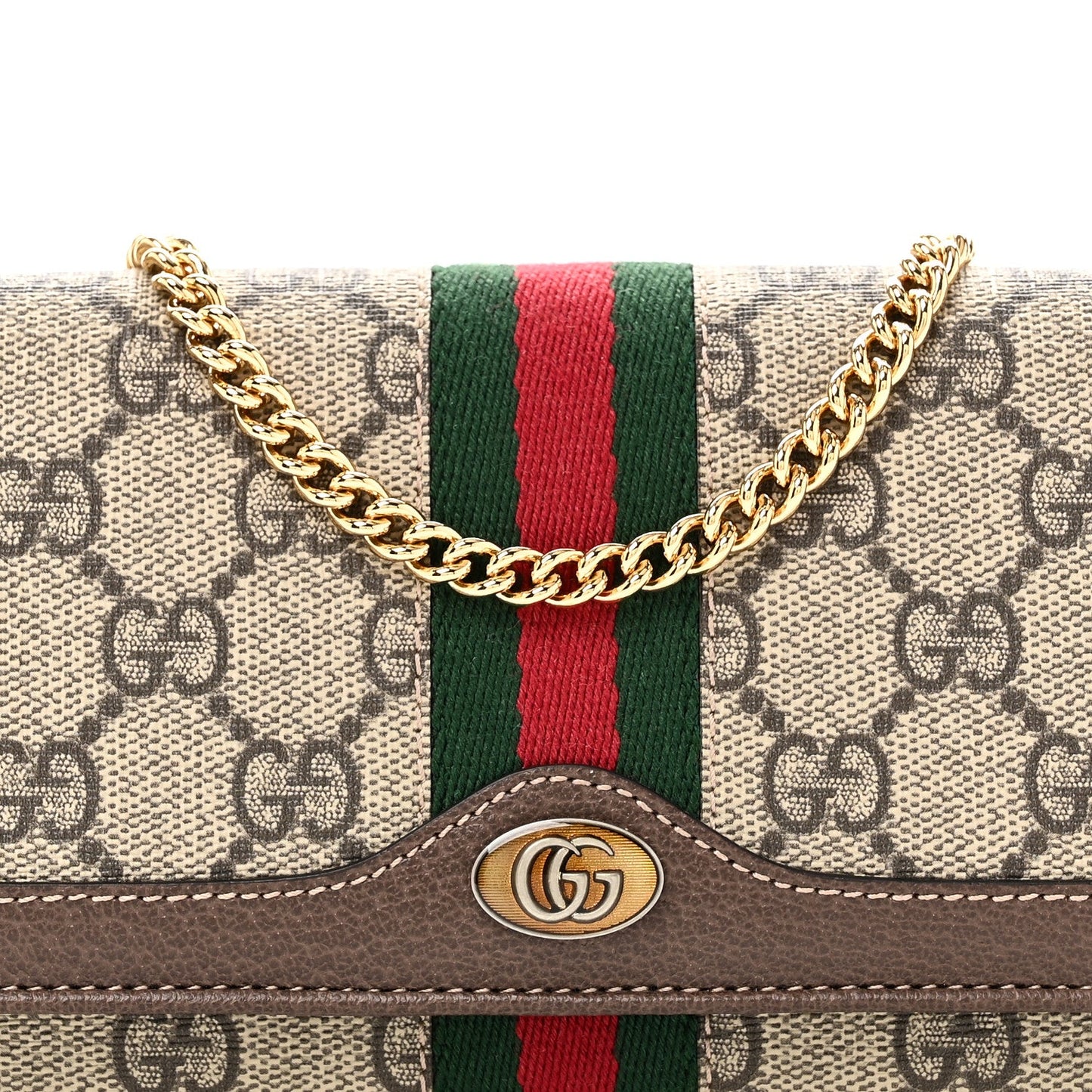 GG Supreme Monogram Web Ophidia Wallet On Chain Brown