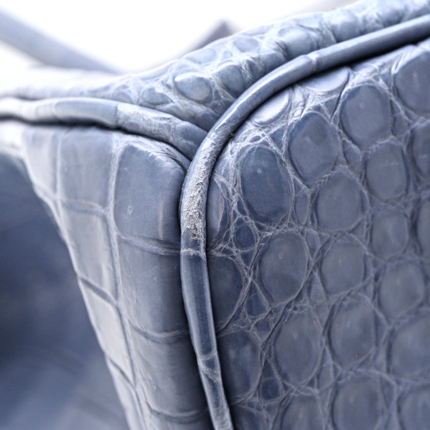 Matte Porosus Crocodile 18K White Gold Diamond Birkin 35 Bleu Brighton