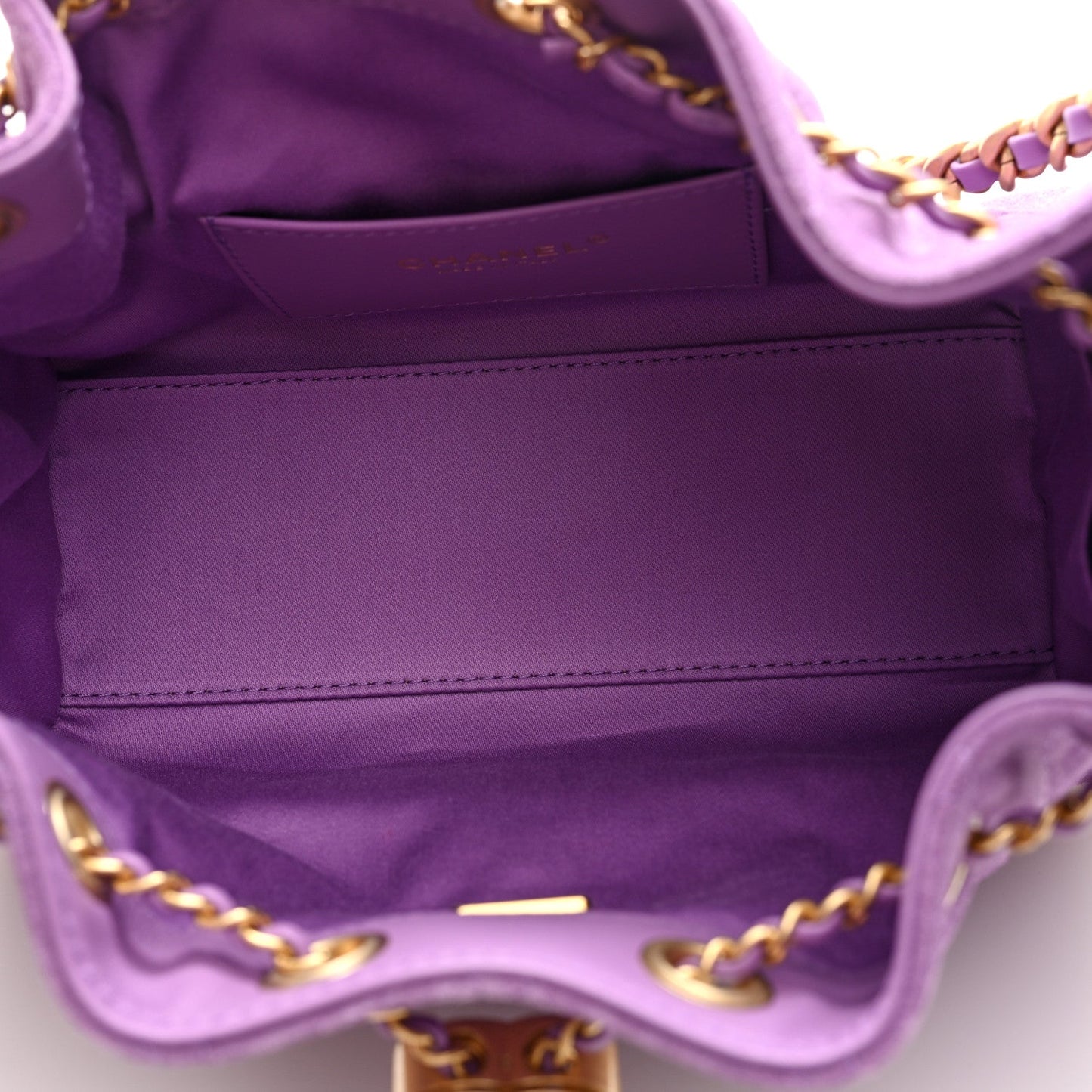 Suede Quilted Mini Chanel 25 Handbag Purple