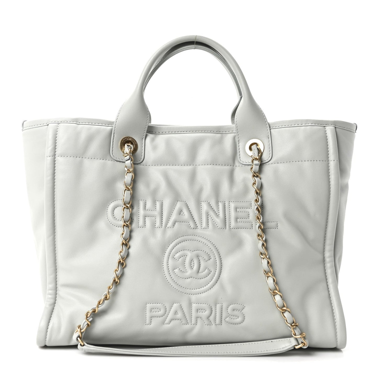 Calfskin Small Deauville Tote Light Grey