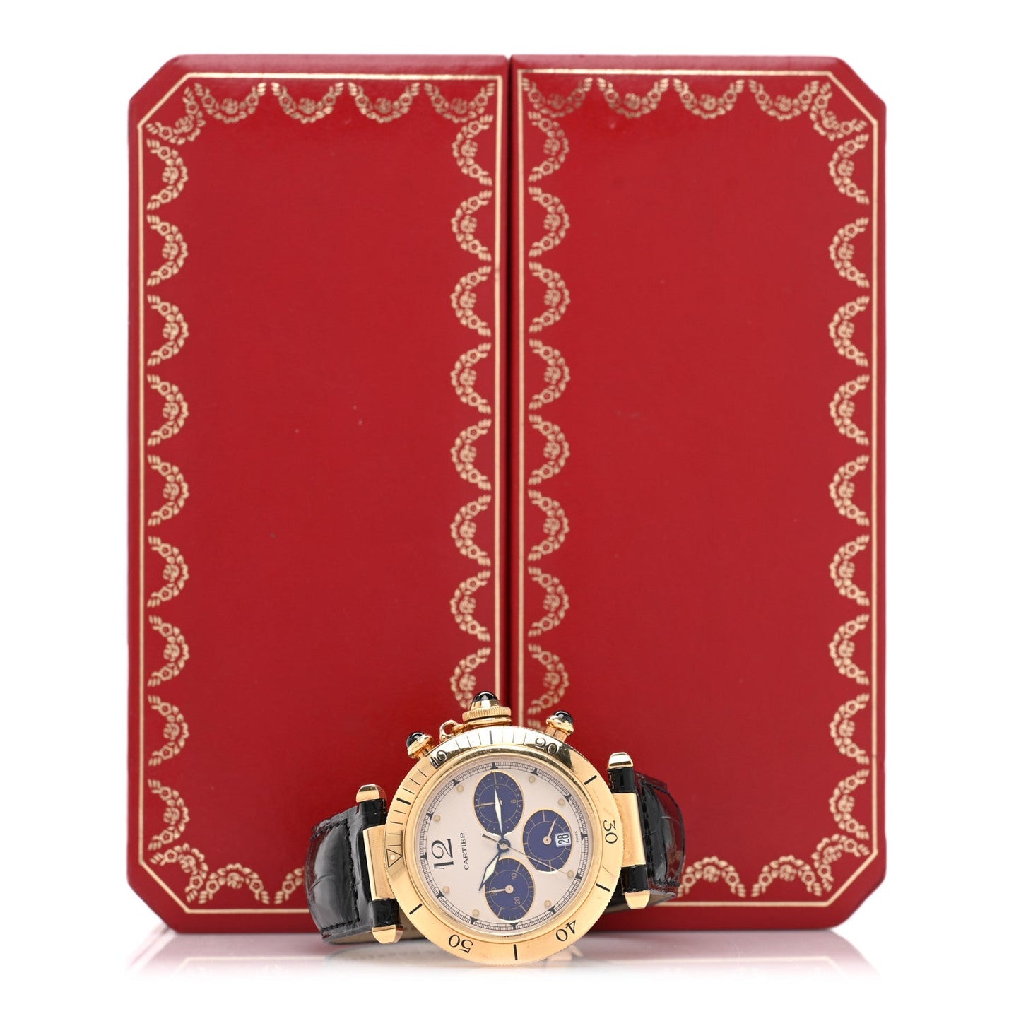 18K Yellow Gold Alligator 38mm Pasha Chronograph Quartz Watch