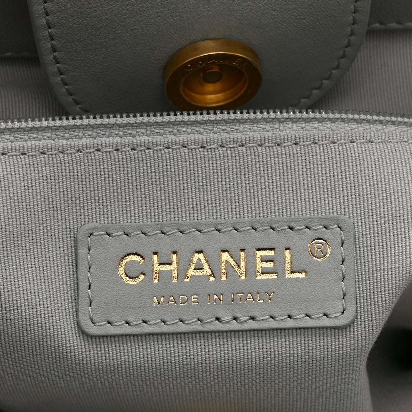 Calfskin Embossed Small Deauville Tote Light Blue