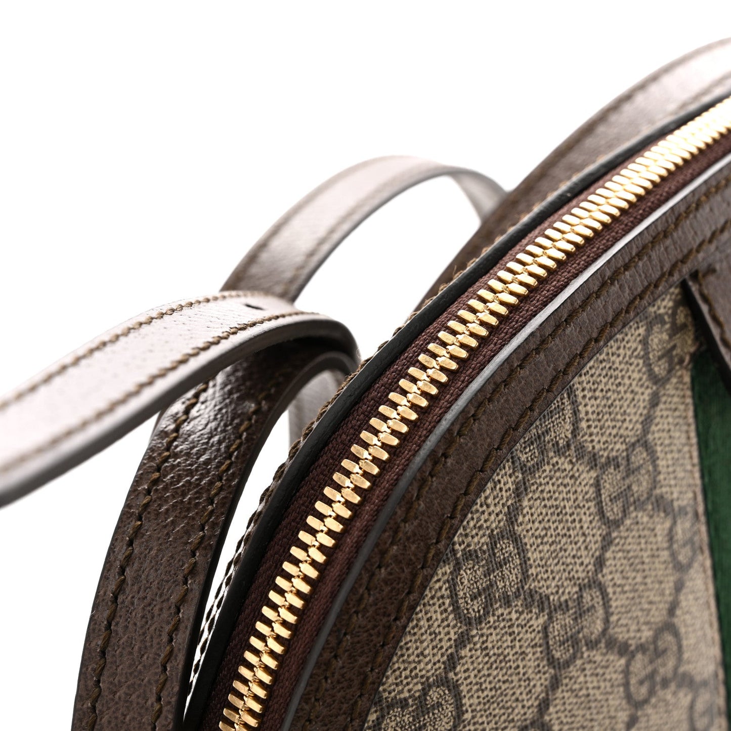 GG Supreme Monogram Textured Dollar Calfskin Web Small Ophidia Dome Shoulder Bag Beige Ebony New Acero