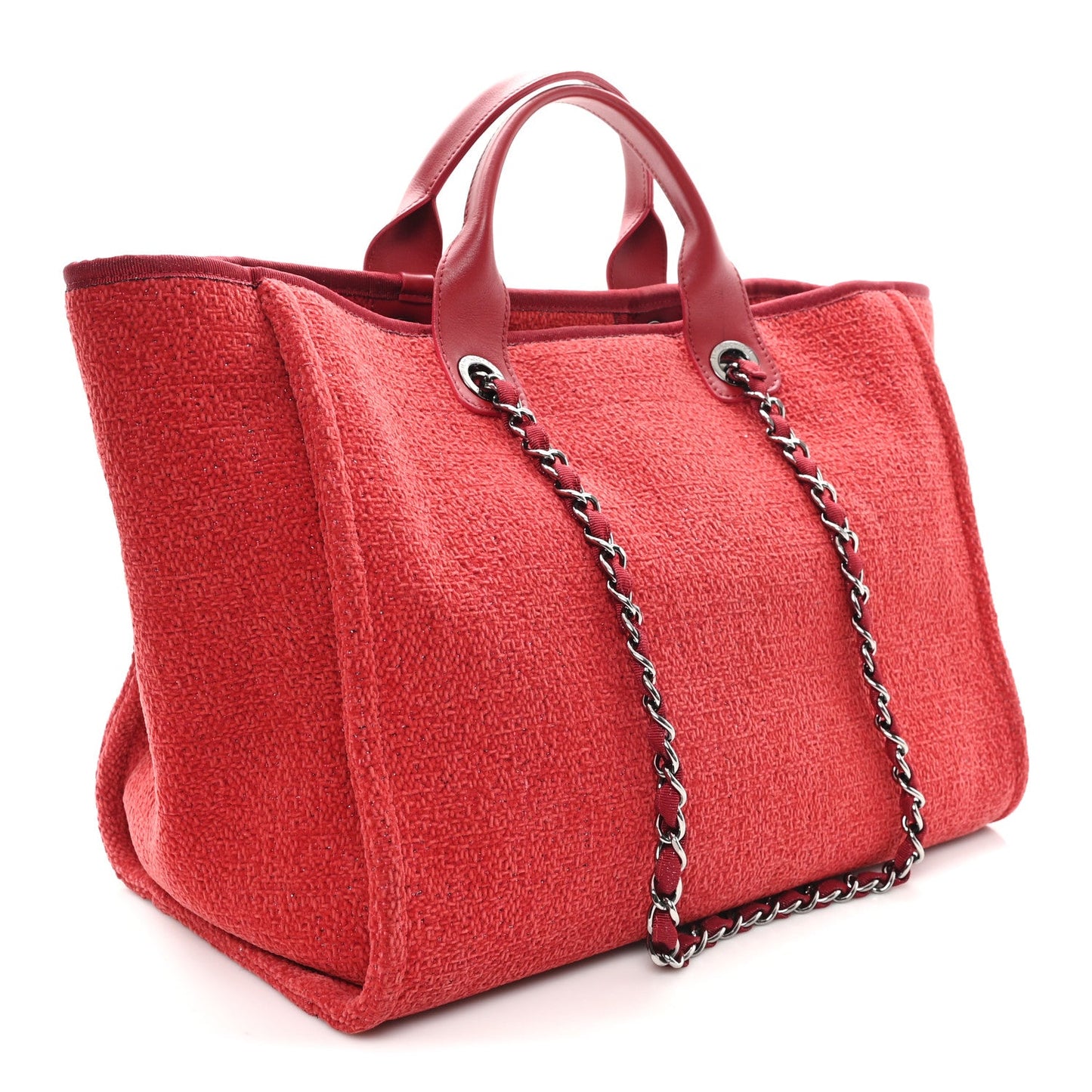 Lurex Boucle Medium Deauville Tote Red