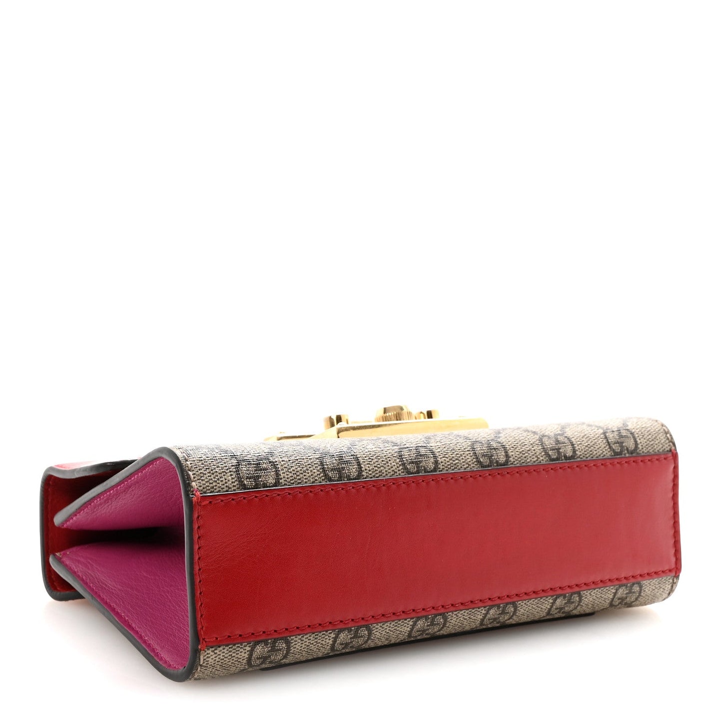 GG Supreme Monogram Calfskin Small Padlock Shoulder Bag Beige Hibiscus Red New Rosette