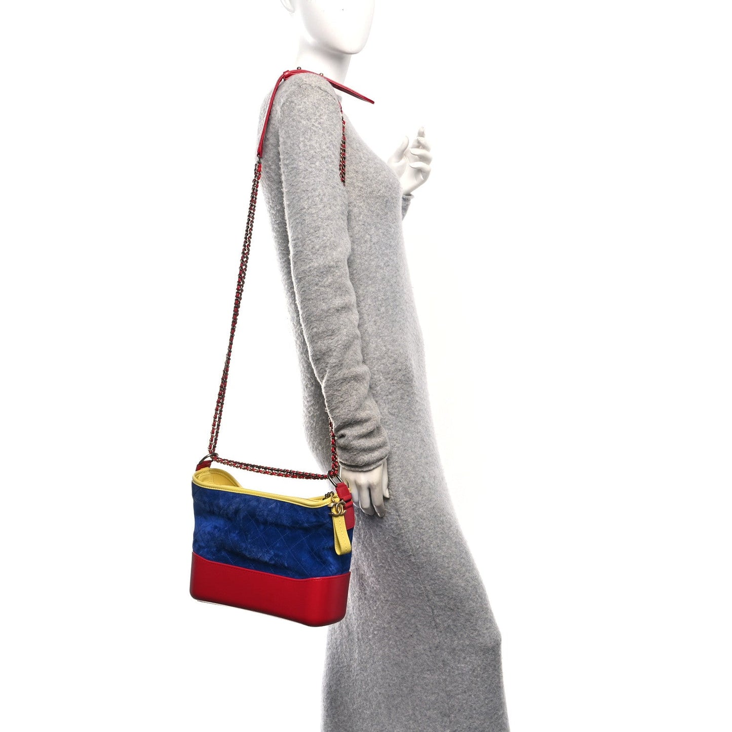 Suede Calfskin Quilted Medium Gabrielle Hobo Red Blue Yellow