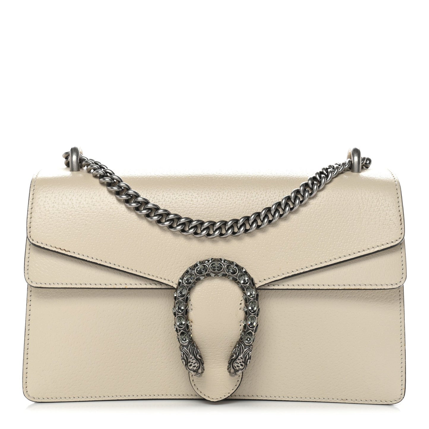 Textured Calfskin Crystal Small Dionysus Shoulder Bag Mystic White