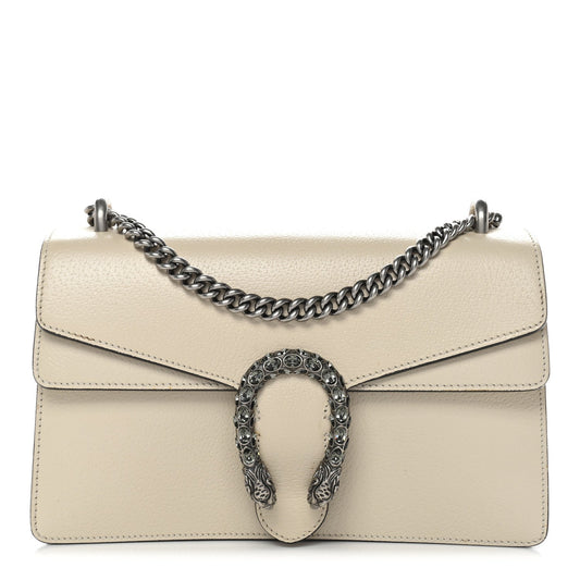 Textured Calfskin Crystal Small Dionysus Shoulder Bag Mystic White
