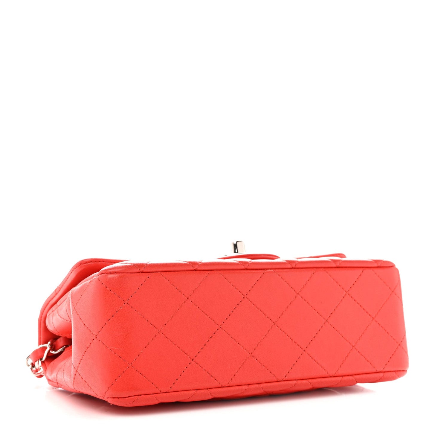 Lambskin Quilted Mini Rectangular Flap Red