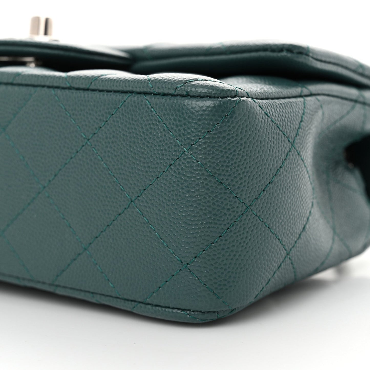 Caviar Quilted Mini Rectangular Flap Dark Turquoise
