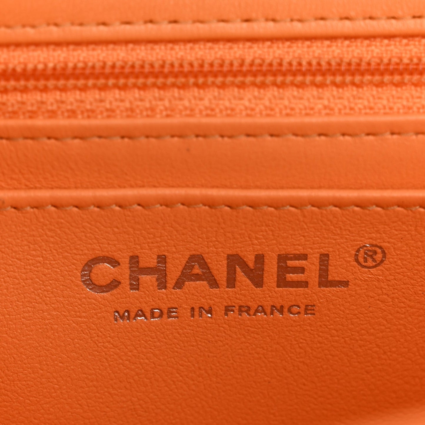 Lambskin Quilted Mini Rectangular Flap Orange