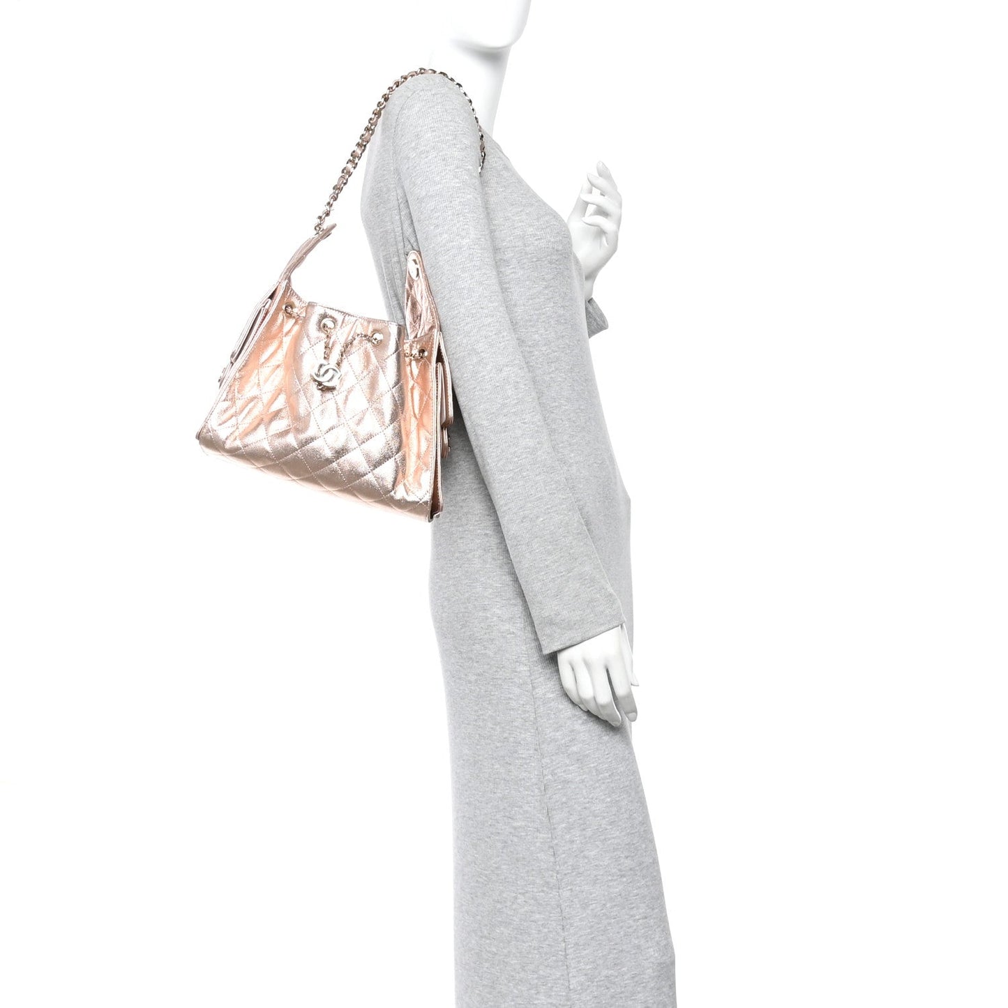Metallic Caviar Quilted Small Chanel 25 Handbag Copper