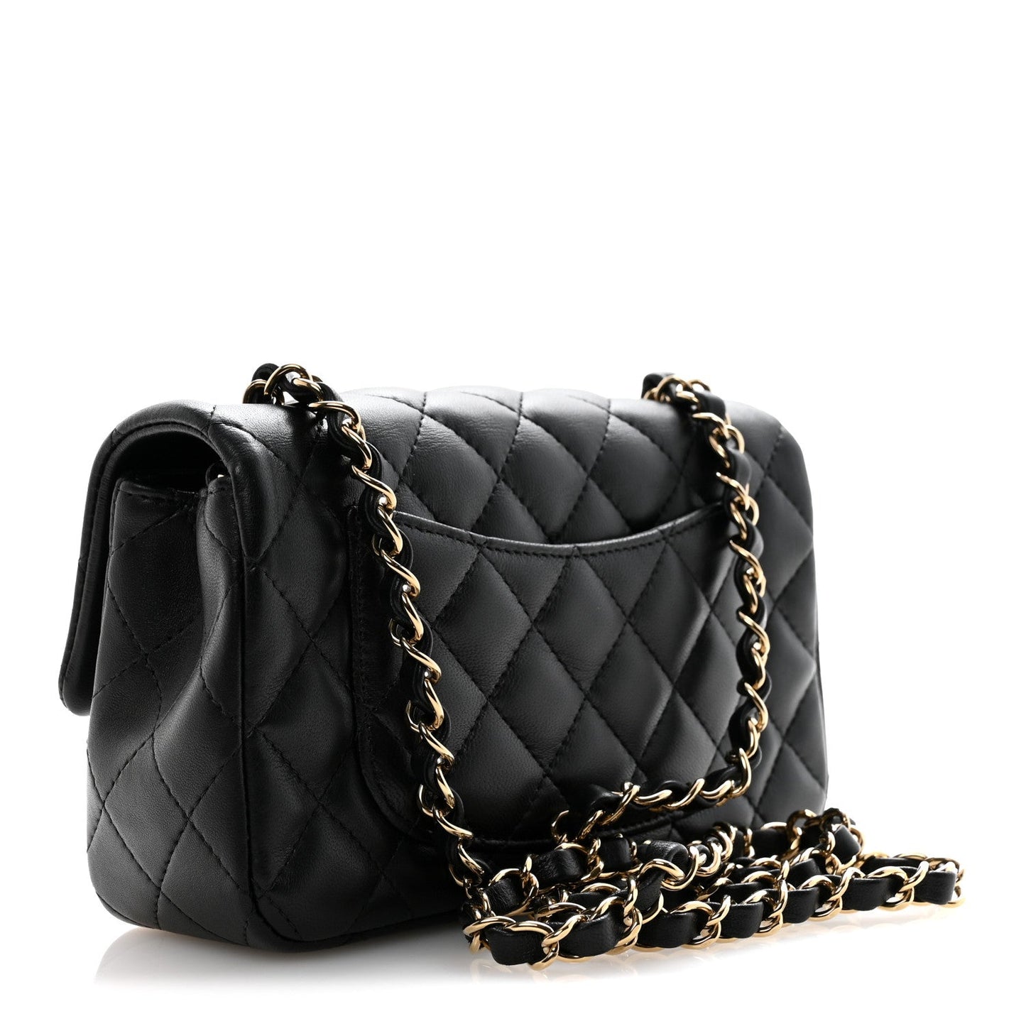 Lambskin Quilted Mini Rectangular Flap Black