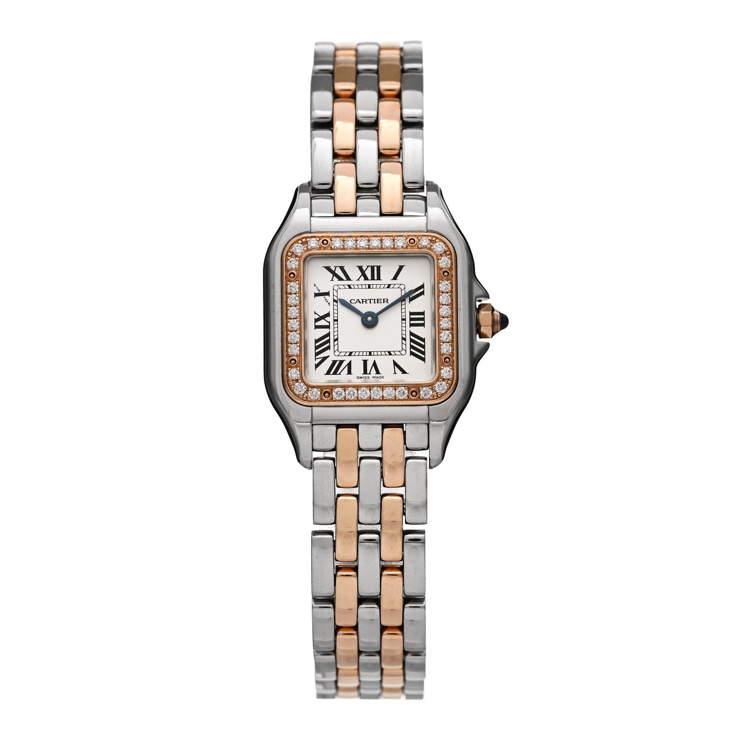 Stainless Steel 18K Pink Gold Diamond 22mm Panthere Quartz Watch