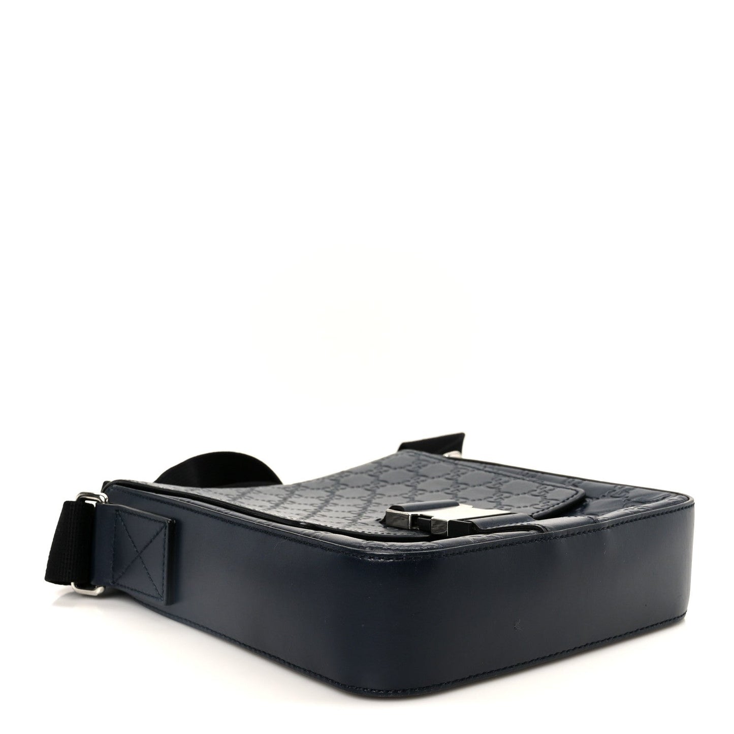 Guccissima Signature Single Buckle Flap Messenger Bag Navy