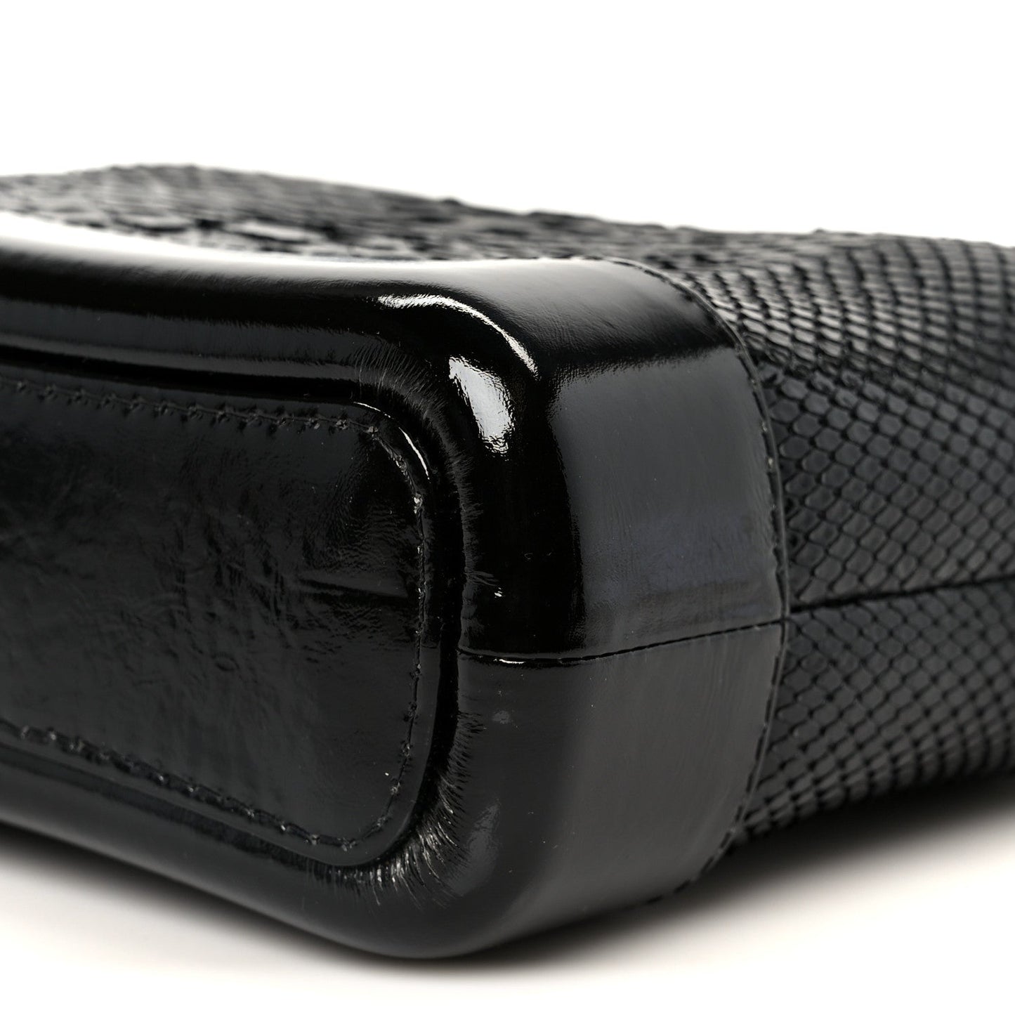 Snakeskin Patent Calfskin Small Gabrielle Hobo Black