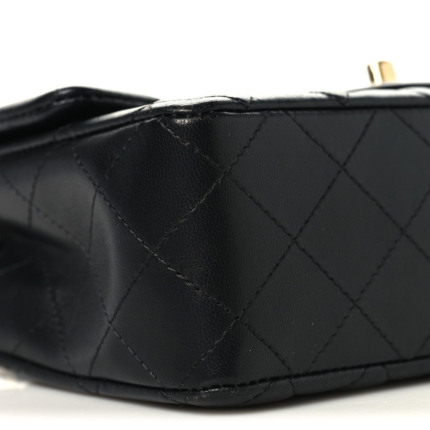 Lambskin Quilted Mini Rectangular Flap Black