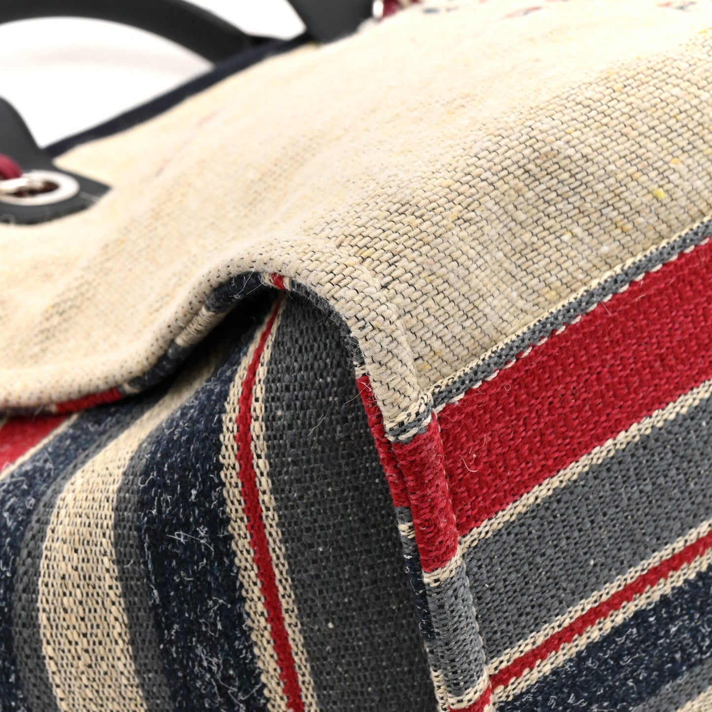 Striped Canvas Medium Deauville Tote Beige