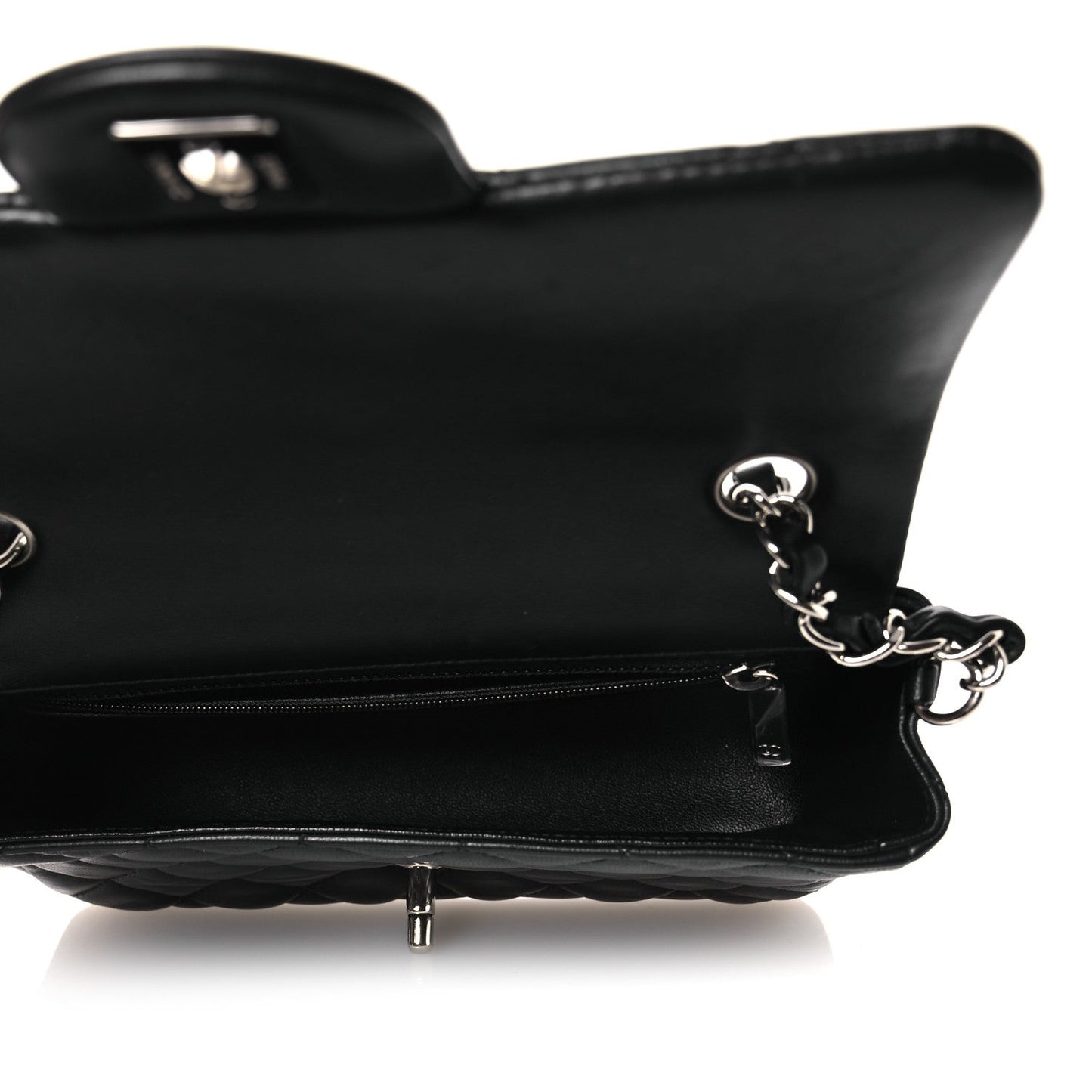 Lambskin Quilted Mini Rectangular Flap Black