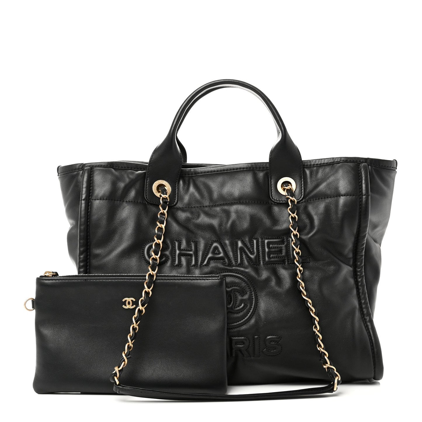 Calfskin Small Deauville Tote Black