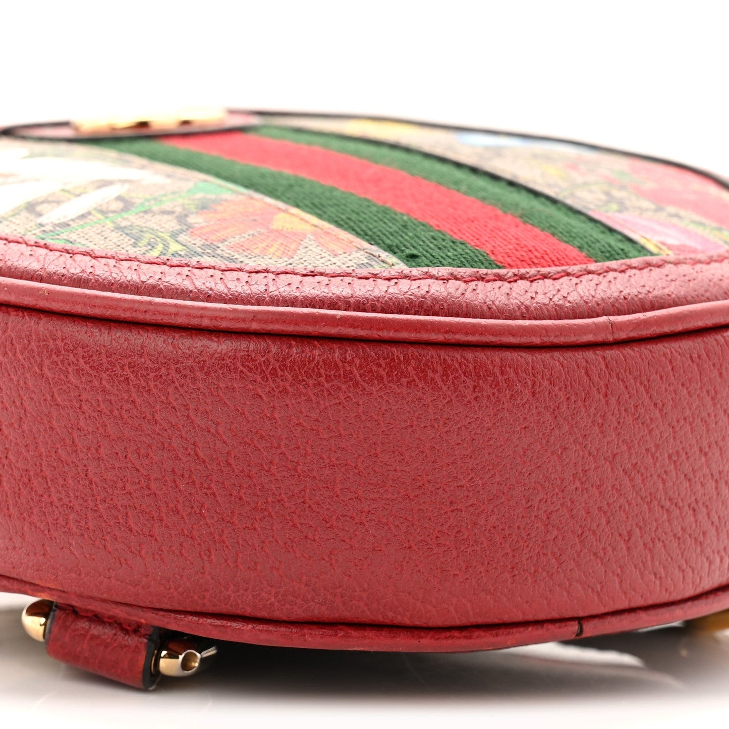 GG Supreme Monogram Web Flora Mini Ophidia Round Backpack Red