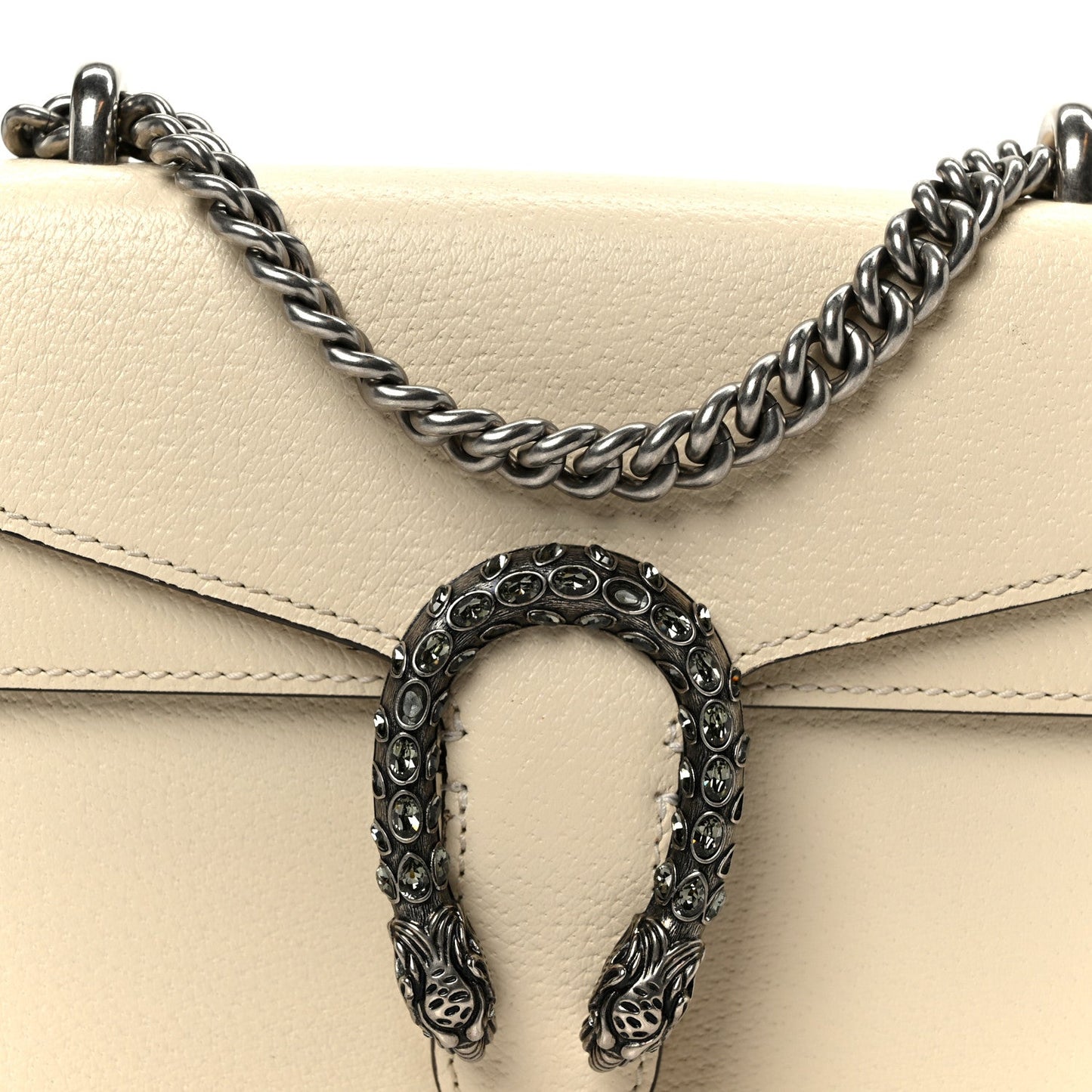 Textured Calfskin Crystal Mini Dionysus Shoulder Bag Mystic White