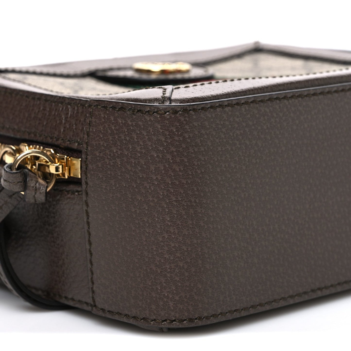 GG Supreme Monogram Mini Ophidia Top Handle Shoulder Bag Brown
