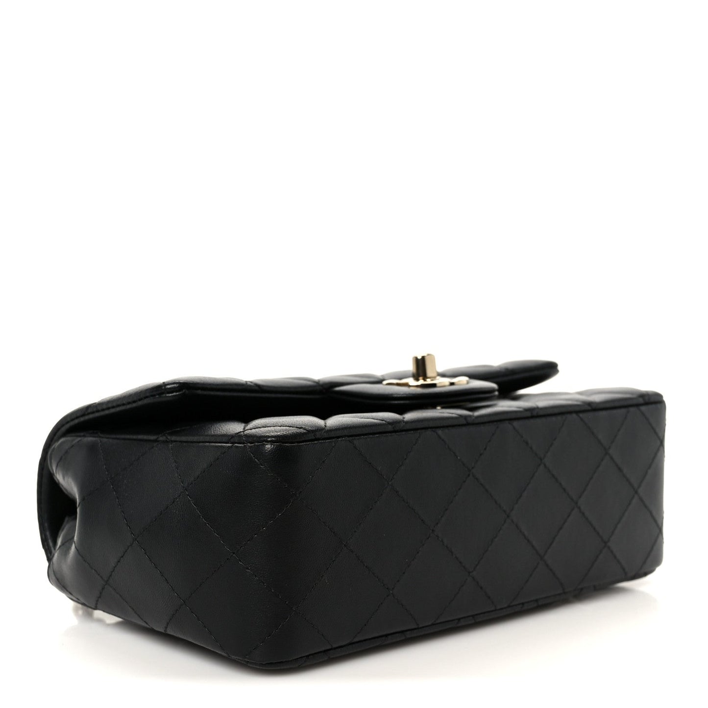 Lambskin Quilted Mini Rectangular Flap Black