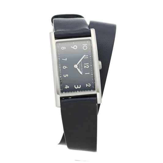 Stainless Steel Calfskin 22mm East West Quartz Watch Blue
