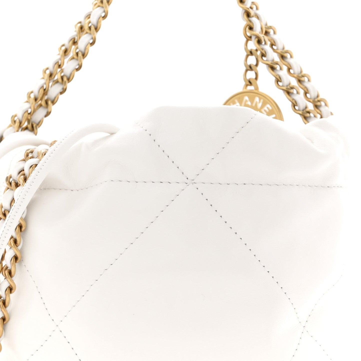 Shiny Calfskin Quilted Mini Chanel 22 White
