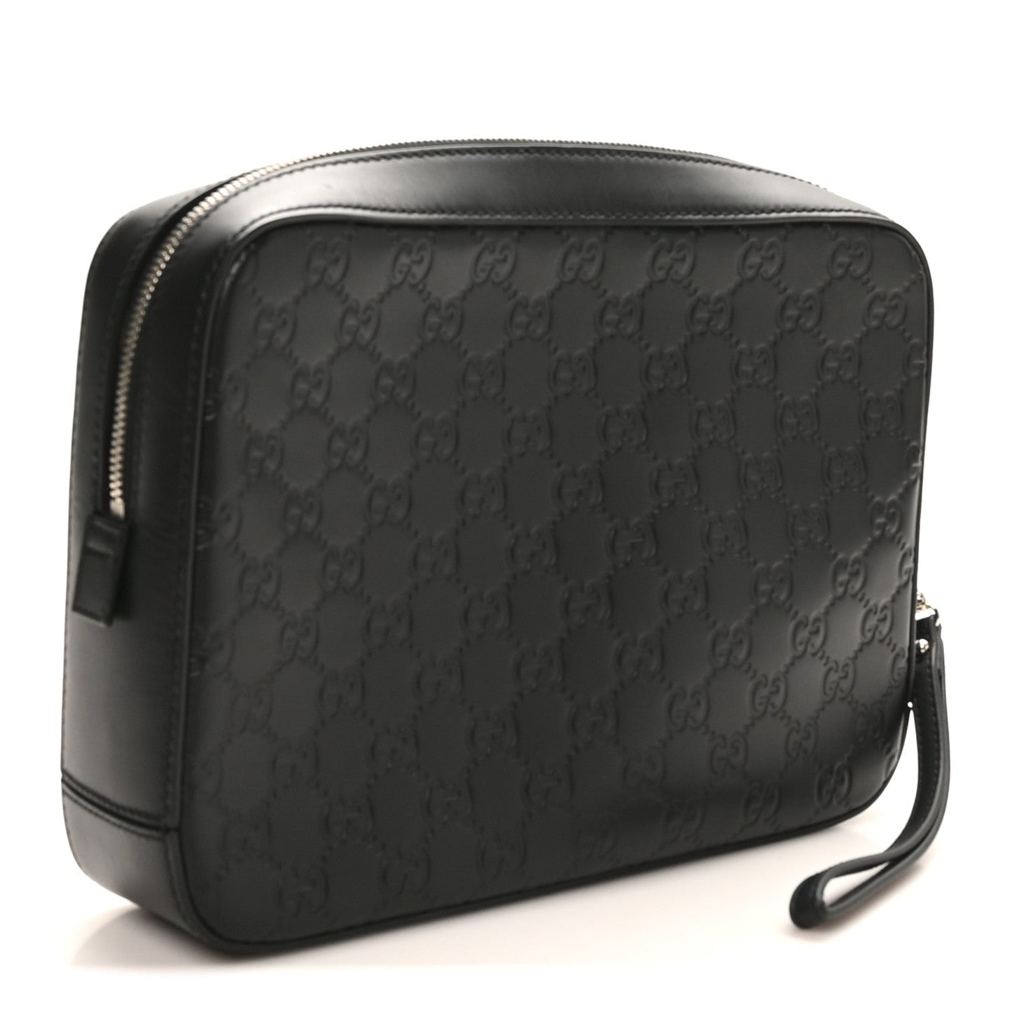 Guccissima Zip Pouch Wristlet Black
