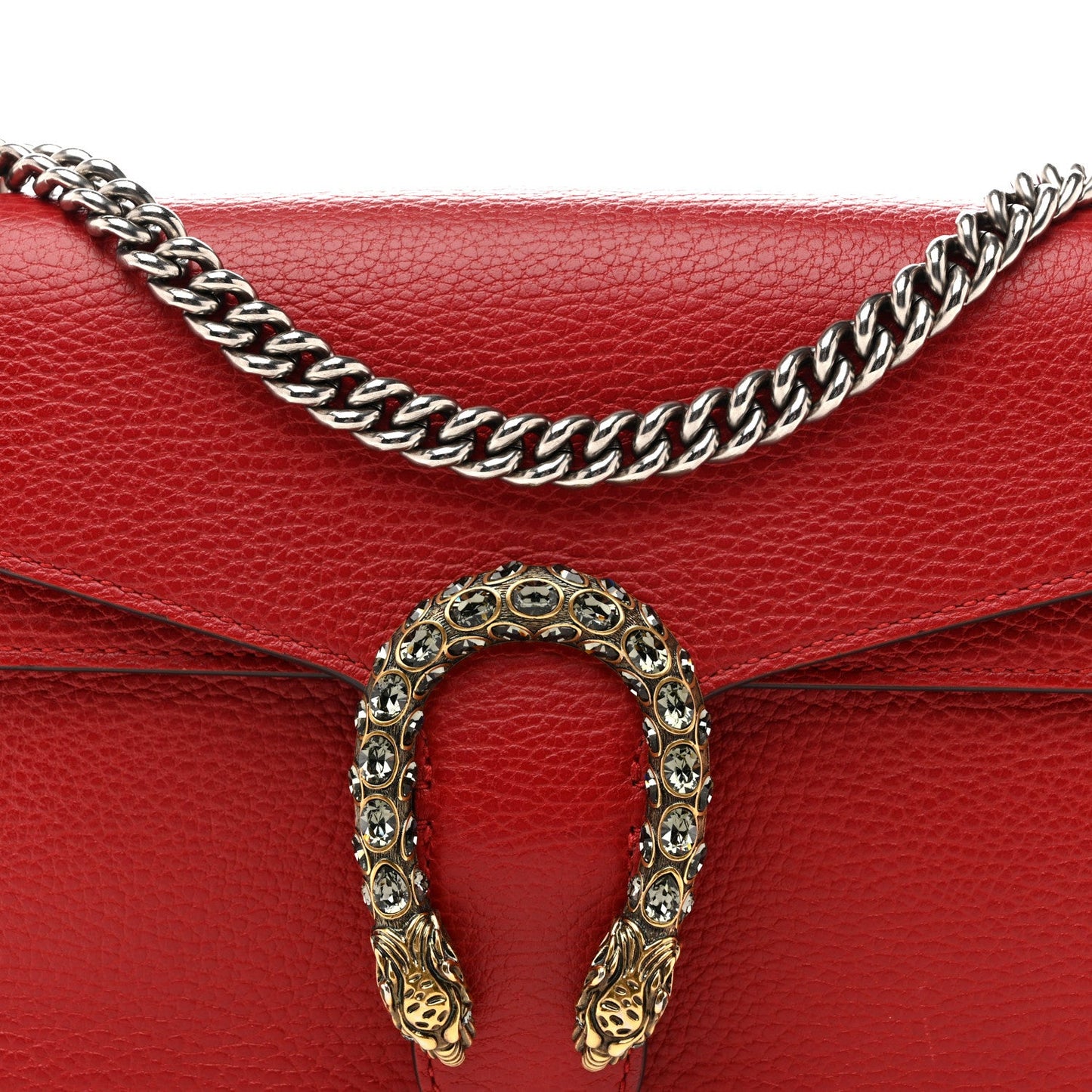 Dollar Calfskin Swarovski Crystal Small Dionysus Shoulder Bag Hibiscus Red