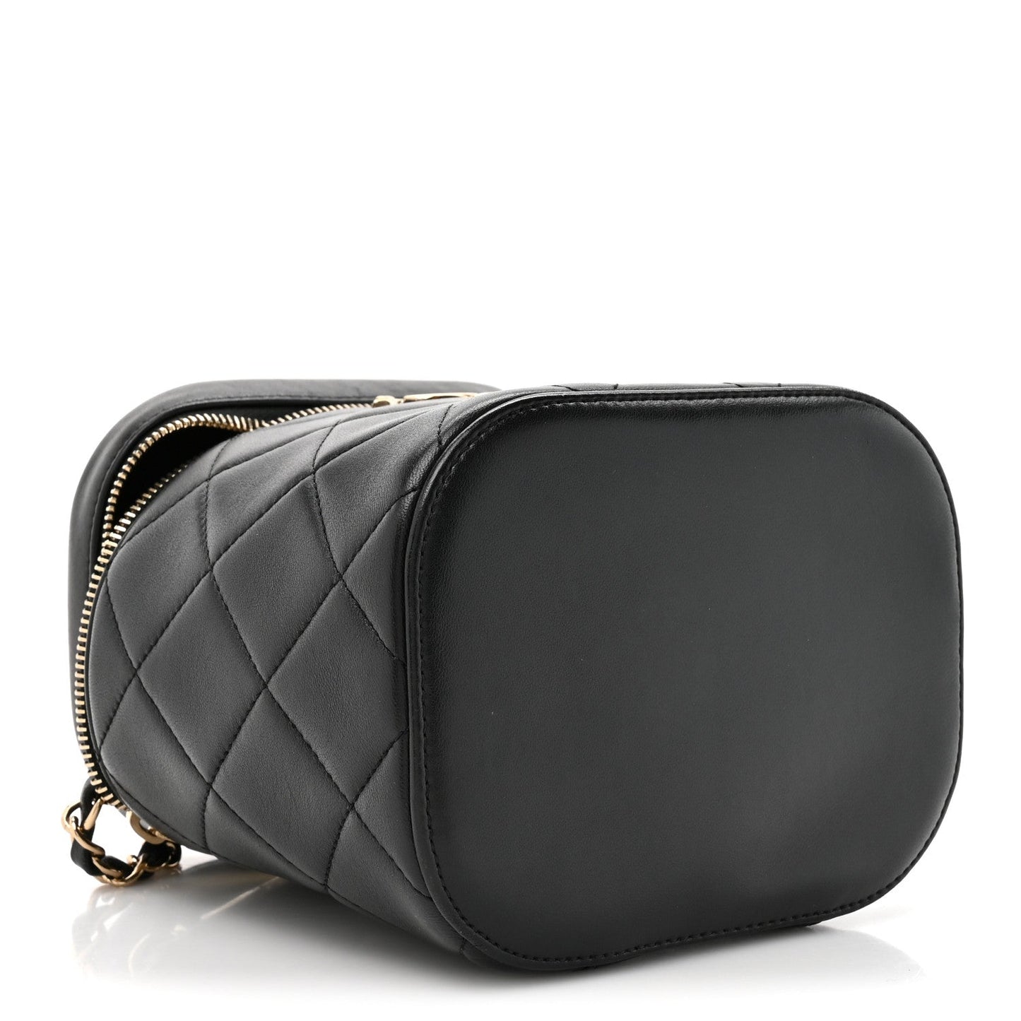 Lambskin Quilted Trendy Vanity Case Black