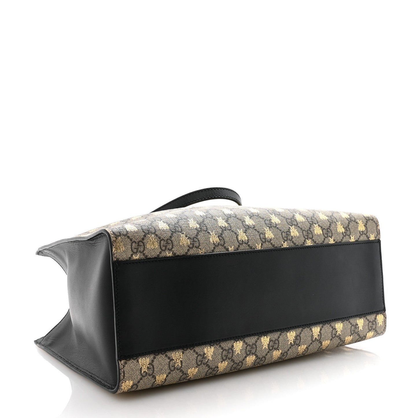GG Supreme Monogram Bees Medium Padlock Tote Beige Oro Black
