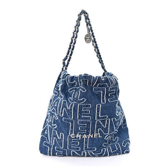 Denim Patchwork Logo Chanel 22 Blue