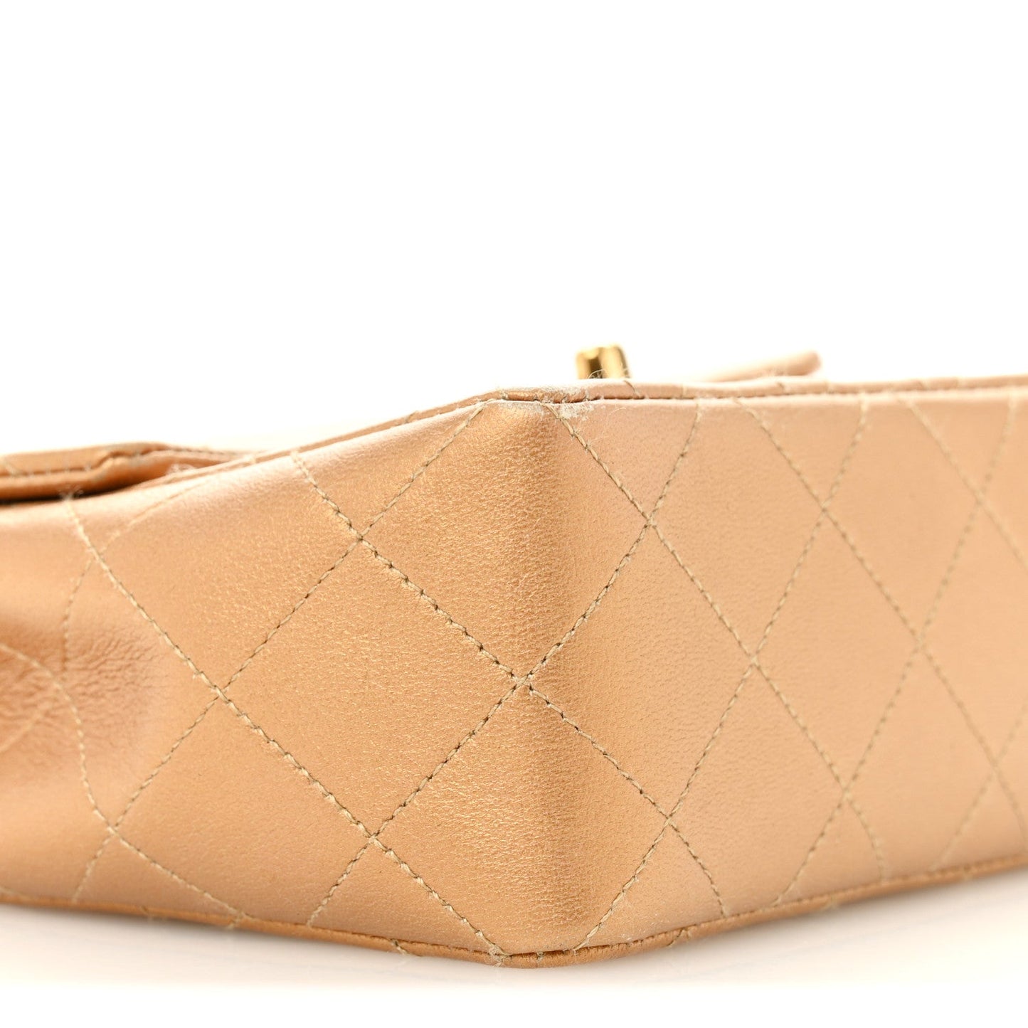Metallic Lambskin Quilted Mini Square Flap Bronze