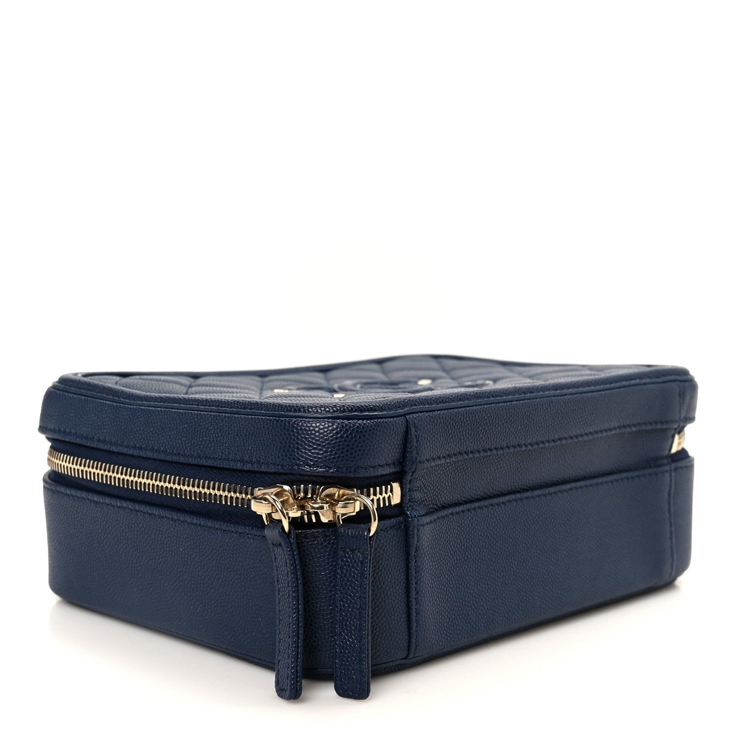 Caviar Quilted Medium CC Filigree Vanity Case Navy