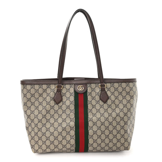 GG Supreme Monogram Medium Ophidia Shopping Tote Brown