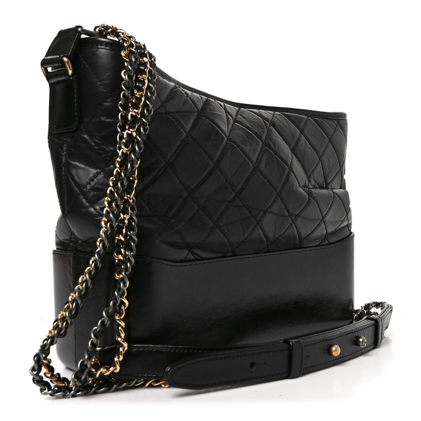 Aged Calfskin Quilted Medium Gabrielle Hobo Black