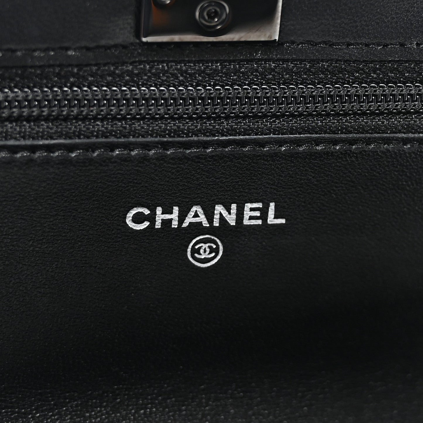 Lambskin Quilted Trendy CC Wallet On Chain WOC So Black