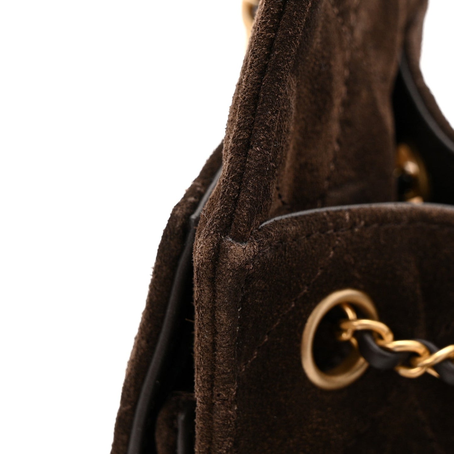 Suede Quilted Mini Chanel 25 Handbag Dark Brown