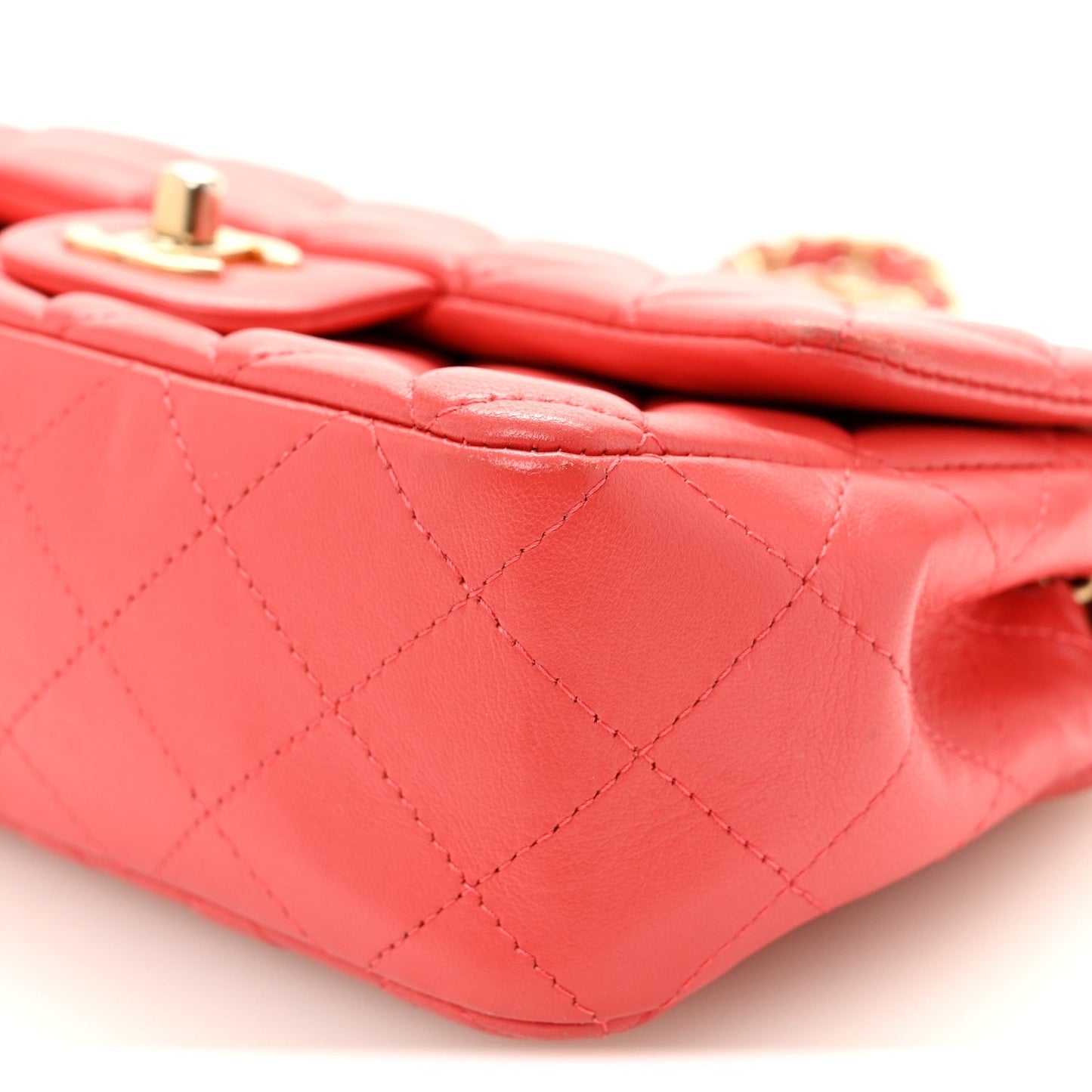 Lambskin Quilted Mini Rectangular Flap Red