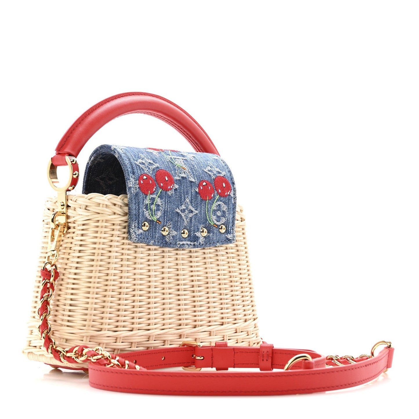 LV X TM Rattan Denim Calfskin Cerises Capucines Mini