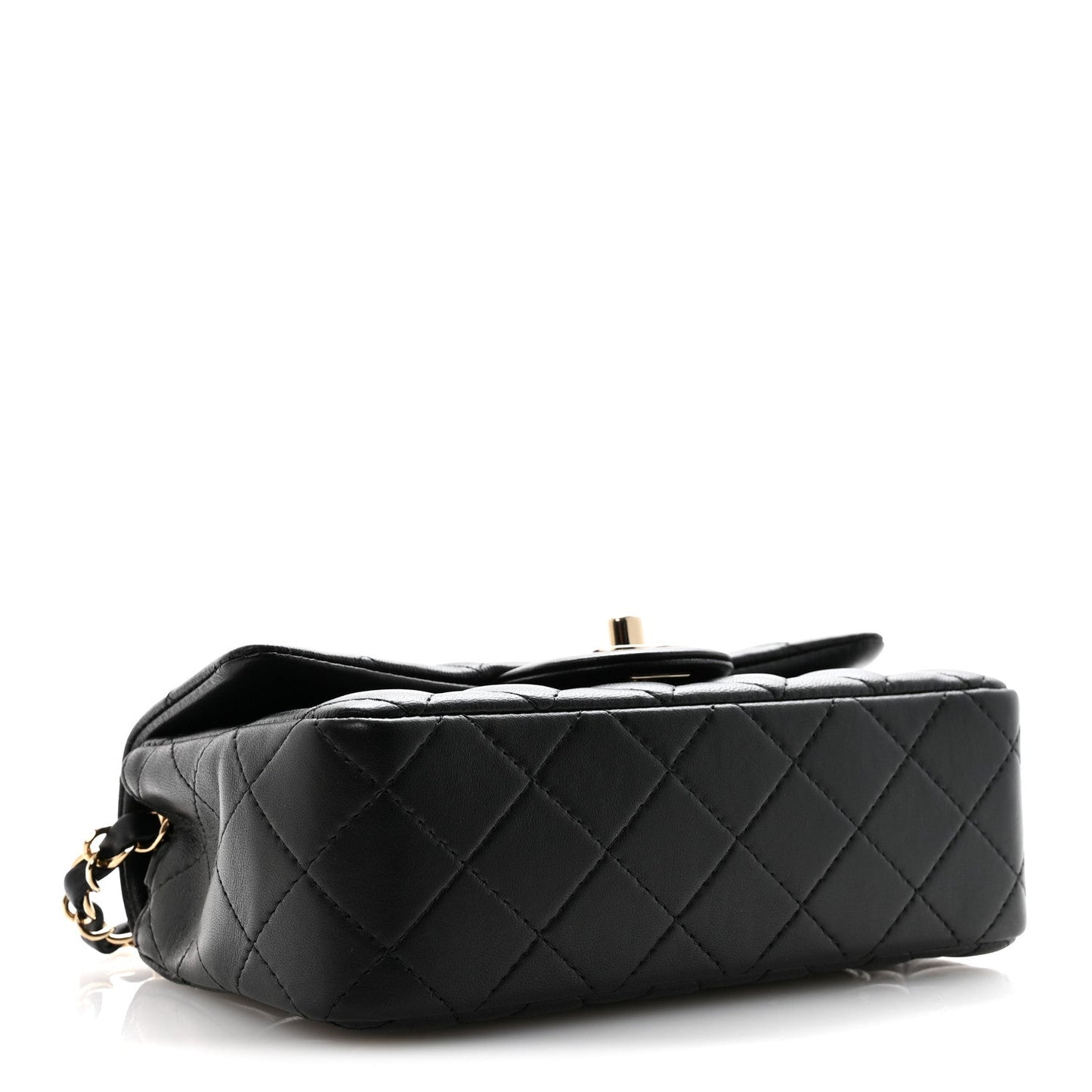 Lambskin Quilted Mini Rectangular Flap Black