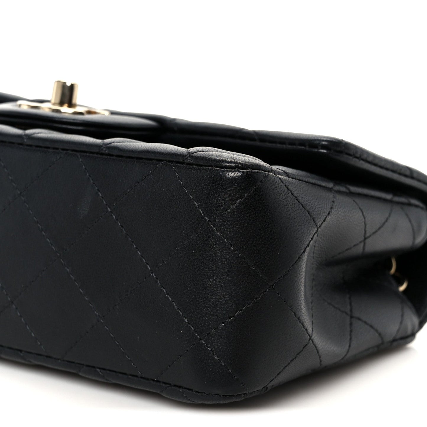 Lambskin Quilted Mini Rectangular Flap Black