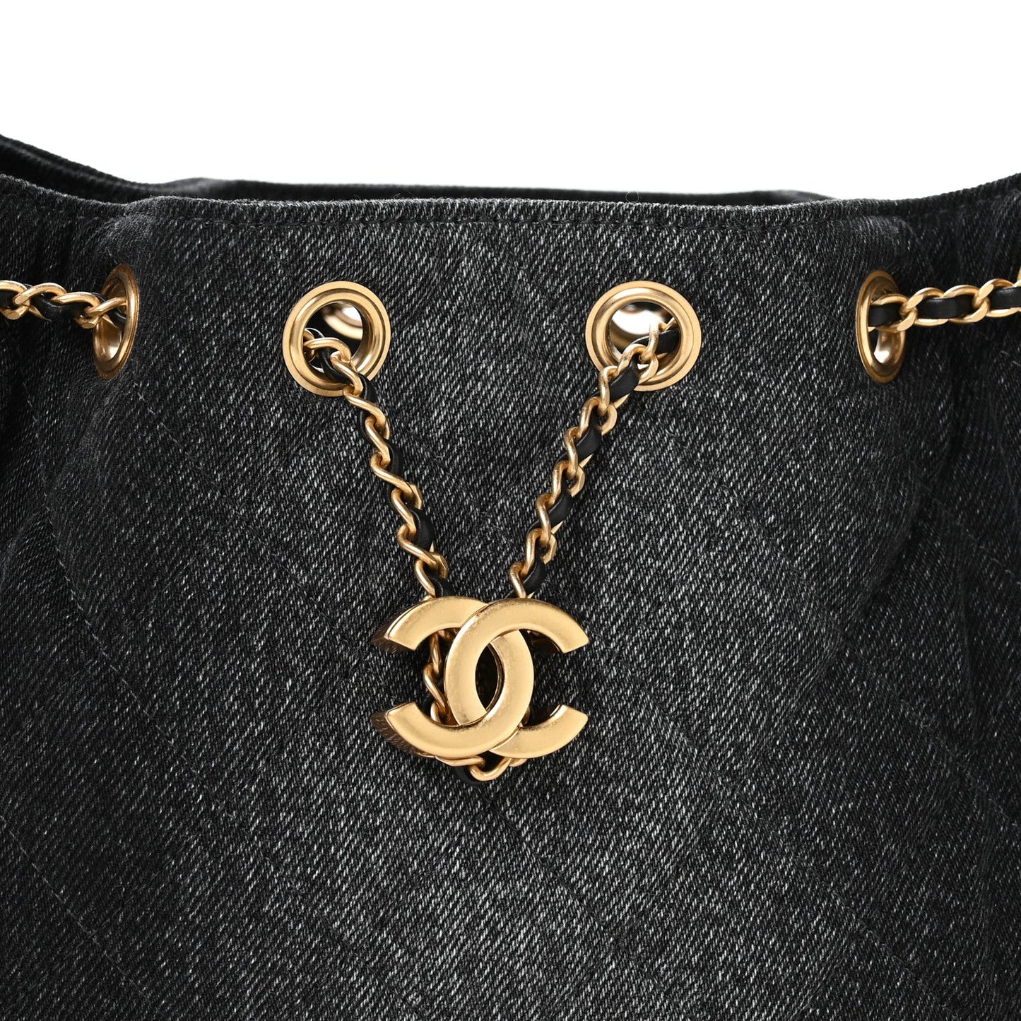 Washed Denim Quilted Mini Chanel 25 Handbag Black