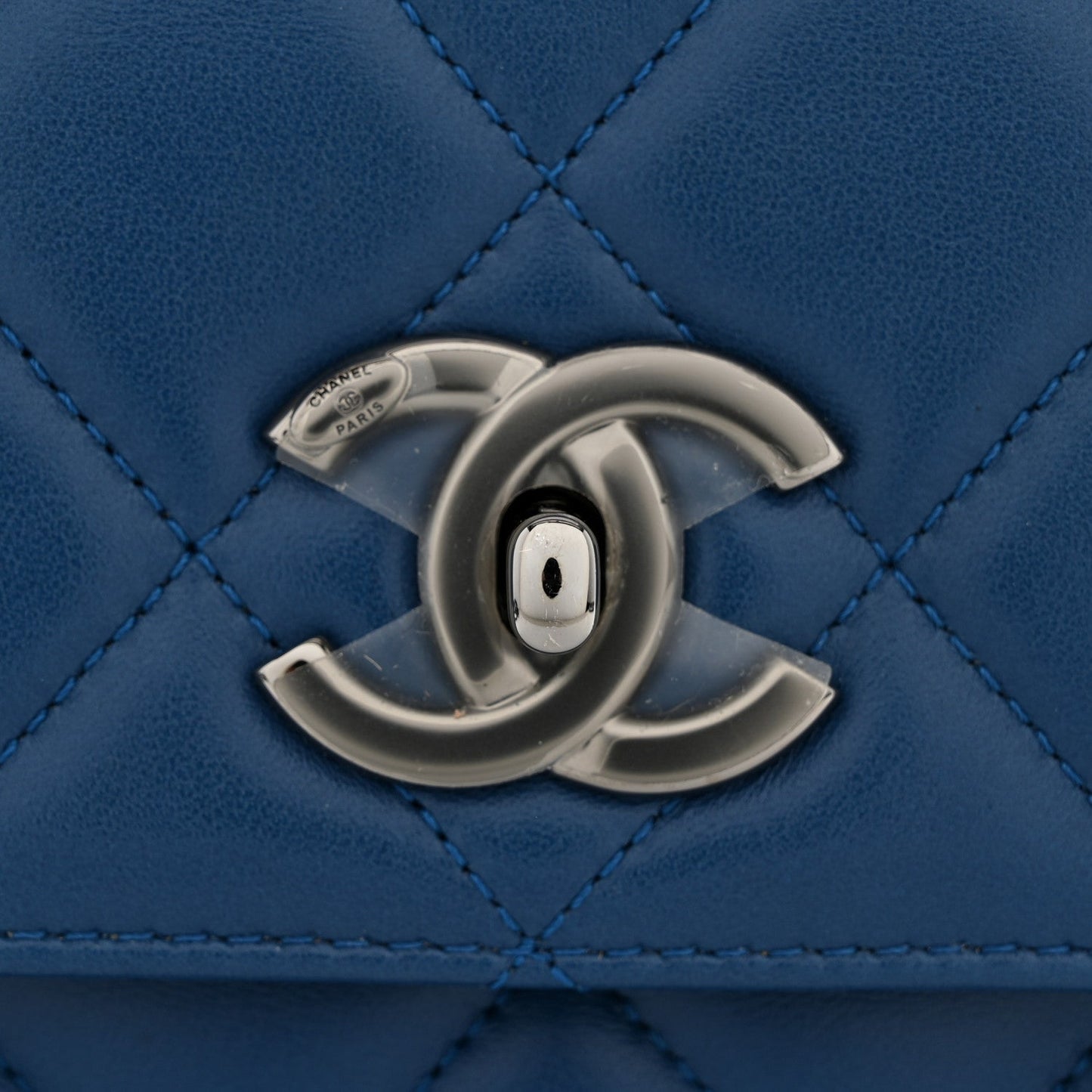 Lambskin Quilted Small Trendy CC Flap Dual Handle Bag Blue