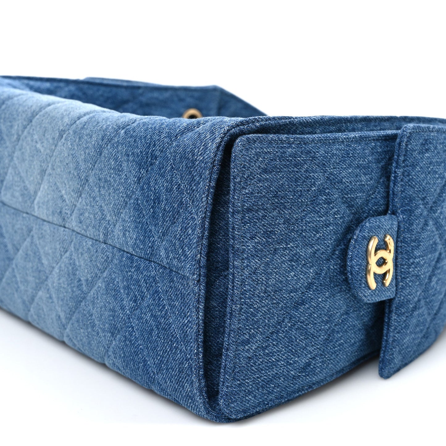 Washed Denim Quilted Small Chanel 25 Handbag Blue