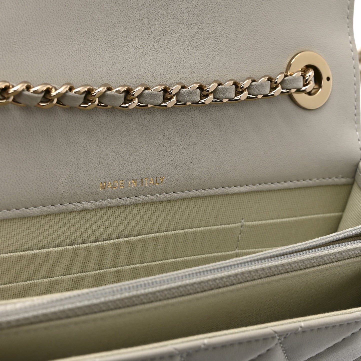 Lambskin Quilted Trendy CC Dual Handle Clutch With Chain Grey